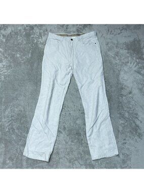 Amiani Men's Size 36x31 White Linen-Blend Pants Straight-Leg Lightweight d1856